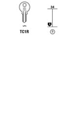 Toon details voor Silca Cilindersleutel brass TC1R Afbeelding van Silca Cilindersleutel brass TC1R