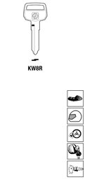 Toon details voor Silca Autosleutel z/plastic kop staal KW8R Afbeelding van Silca Autosleutel z/plastic kop staal KW8R