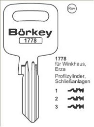 Toon details voor Borkey 1778 2 Cilindersleutel voor WINKHAUS Afbeelding van Borkey 1778 2 Cilindersleutel voor WINKHAUS