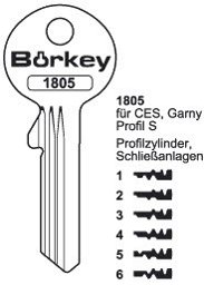 Toon details voor Borkey 1805 2 Cilindersleutel voor CES/GARNY Afbeelding van Borkey 1805 2 Cilindersleutel voor CES/GARNY