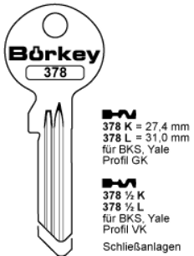 Toon details voor Borkey 378½L Cilindersleutel voor BKS Y. VK NS Afbeelding van Borkey 378½L Cilindersleutel voor BKS Y. VK NS
