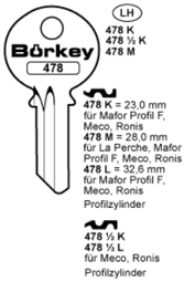 Toon details voor Borkey 478½K Cilindersleutel voor RONIS ETC. Afbeelding van Borkey 478½K Cilindersleutel voor RONIS ETC.