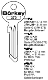 Toon details voor Borkey 370½L Cilindersleutel voor BKS Y.VA NS Afbeelding van Borkey 370½L Cilindersleutel voor BKS Y.VA NS