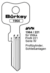 Toon details voor Borkey 1964/ 221 Cilindersleutel voor WILKA Afbeelding van Borkey 1964/ 221 Cilindersleutel voor WILKA
