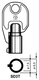 Toon details voor Silca Tubularsleutel brass SD3T Afbeelding van Silca Tubularsleutel brass SD3T