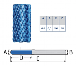 Toon details voor Hardmetaal frees BLUE TEC 100mm lang 6mm dik voor milwaukee Afbeelding van Hardmetaal frees BLUE TEC 100mm lang 6mm dik voor milwaukee