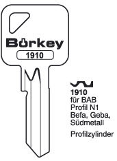 Toon details voor Borkey 1910 Cilindersleutel voor BAB N1 Afbeelding van Borkey 1910 Cilindersleutel voor BAB N1