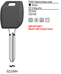 Toon details voor Silca Transpondersleutel MH profiel  SZ22MH zonder chip Afbeelding van Silca Transpondersleutel MH profiel  SZ22MH zonder chip