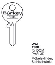Toon details voor Borkey 1908 Cilindersleutel voor Dom 3D Afbeelding van Borkey 1908 Cilindersleutel voor Dom 3D