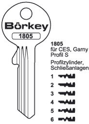 Toon details voor Borkey 1805 3 Cilindersleutel voor CES/GARNY Afbeelding van Borkey 1805 3 Cilindersleutel voor CES/GARNY