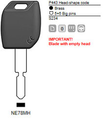 Toon details voor Silca Transpondersleutel MH profiel  NE78MH zonder chip Afbeelding van Silca Transpondersleutel MH profiel  NE78MH zonder chip