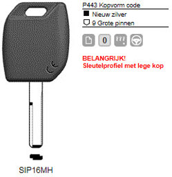 Toon details voor Silca Transpondersleutel MH profiel  SIP16MH zonder chip Afbeelding van Silca Transpondersleutel MH profiel  SIP16MH zonder chip