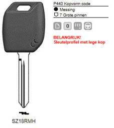 Toon details voor Silca Transpondersleutel MH profiel  SZ18RMH zonder chip Afbeelding van Silca Transpondersleutel MH profiel  SZ18RMH zonder chip