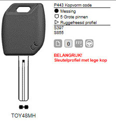 Toon details voor Silca Transpondersleutel MH profiel  TOY48MH zonder chip Afbeelding van Silca Transpondersleutel MH profiel  TOY48MH zonder chip