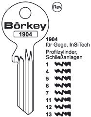 Toon details voor Borkey 1904 4 Cilindersleutel voor GEGE Afbeelding van Borkey 1904 4 Cilindersleutel voor GEGE