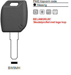 Toon details voor Silca Transpondersleutel MH profiel  BW9MH  zonder chip Afbeelding van Silca Transpondersleutel MH profiel  BW9MH  zonder chip