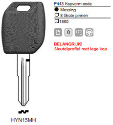 Toon details voor Silca Transpondersleutel MH profiel  HYN15MH zonder chip Afbeelding van Silca Transpondersleutel MH profiel  HYN15MH zonder chip