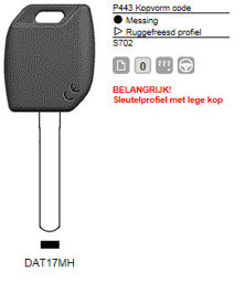 Toon details voor Silca Transpondersleutel MH profiel  DAT17MH zonder chip Afbeelding van Silca Transpondersleutel MH profiel  DAT17MH zonder chip