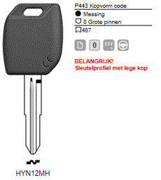 Toon details voor Silca Transpondersleutel MH profiel  HYN12MH zonder chip Afbeelding van Silca Transpondersleutel MH profiel  HYN12MH zonder chip