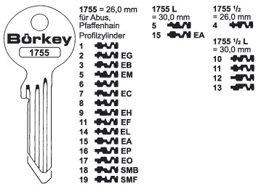 Toon details voor Borkey 1755½ 11 Cilindersleutel voor PFAFFENHAIN Afbeelding van Borkey 1755½ 11 Cilindersleutel voor PFAFFENHAIN