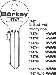 Toon details voor Borkey 1747/9 Cilindersleutel voor BASI Afbeelding van Borkey 1747/9 Cilindersleutel voor BASI