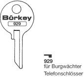 Toon details voor Borkey 929 Cilindersleutel voor BURG TELEF. Afbeelding van Borkey 929 Cilindersleutel voor BURG TELEF.