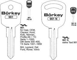 Toon details voor Borkey 961N Cilindersleutel voor KOLB TX Afbeelding van Borkey 961N Cilindersleutel voor KOLB TX