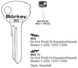 Toon details voor Borkey 903 Cilindersleutel voor  HUF G HS, OPEL Afbeelding van Borkey 903 Cilindersleutel voor  HUF G HS, OPEL