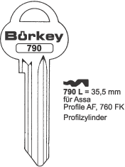 Toon details voor Borkey 790L Cilindersleutel voor ASSA Afbeelding van Borkey 790L Cilindersleutel voor ASSA