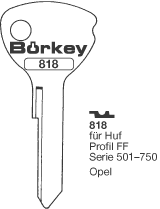 Toon details voor Borkey 818 Cilindersleutel voor HUF FF, OPEL Afbeelding van Borkey 818 Cilindersleutel voor HUF FF, OPEL