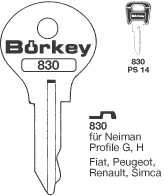 Toon details voor Borkey 830 Cilindersleutel voor FR.NEIM G,H Afbeelding van Borkey 830 Cilindersleutel voor FR.NEIM G,H