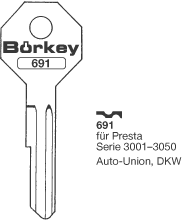 Toon details voor Borkey 691 Cilindersleutel voor PRESTA Afbeelding van Borkey 691 Cilindersleutel voor PRESTA