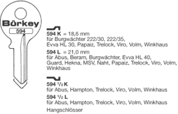 Toon details voor Borkey 594½L Cilindersleutel voor VIRO GUARD Afbeelding van Borkey 594½L Cilindersleutel voor VIRO GUARD