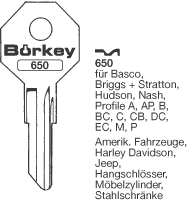 Toon details voor Borkey 650 Cilindersleutel voor BASCO Afbeelding van Borkey 650 Cilindersleutel voor BASCO