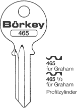 Toon details voor Borkey 465 Cilindersleutel voor GRAHAM Afbeelding van Borkey 465 Cilindersleutel voor GRAHAM