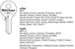 Toon details voor Borkey 277½ Cilindersleutel voor RONIS 5 A,E Afbeelding van Borkey 277½ Cilindersleutel voor RONIS 5 A,E