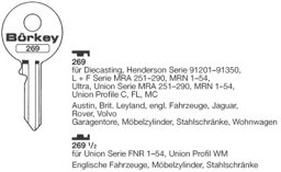Toon details voor Borkey 269½ Cilindersleutel voor UNION FNR WM Afbeelding van Borkey 269½ Cilindersleutel voor UNION FNR WM