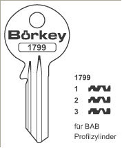 Toon details voor Borkey 1799 3 Cilindersleutel voor BAB PROF. Afbeelding van Borkey 1799 3 Cilindersleutel voor BAB PROF.