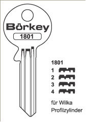 Toon details voor Borkey 1801 1 Cilindersleutel voor WILKA Afbeelding van Borkey 1801 1 Cilindersleutel voor WILKA