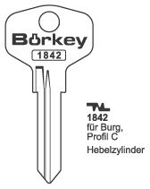 Toon details voor Borkey 1842 Cilindersleutel voor BURG PROF. C Afbeelding van Borkey 1842 Cilindersleutel voor BURG PROF. C