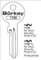 Toon details voor Borkey 1756½ Cilindersleutel voor ABUS PR. K1D Afbeelding van Borkey 1756½ Cilindersleutel voor ABUS PR. K1D
