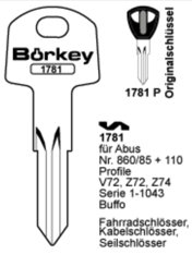 Toon details voor Borkey 1781 Cilindersleutel voor ABUS PROF.V72, Z72 en Z74 Afbeelding van Borkey 1781 Cilindersleutel voor ABUS PROF.V72, Z72 en Z74