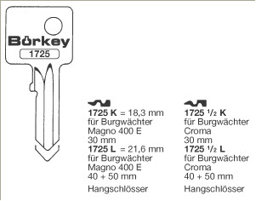 Toon details voor Borkey 1725½K Cilindersleutel voor BURGWÄCHTER Afbeelding van Borkey 1725½K Cilindersleutel voor BURGWÄCHTER
