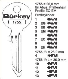 Toon details voor Borkey 1755 5 Cilindersleutel voor PFAFFENHAIN Afbeelding van Borkey 1755 5 Cilindersleutel voor PFAFFENHAIN