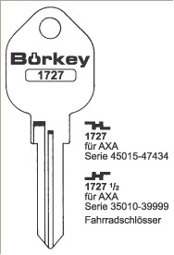 Toon details voor Borkey 1727 Cilindersleutel voor AXA Afbeelding van Borkey 1727 Cilindersleutel voor AXA