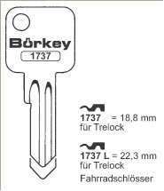 Toon details voor Borkey 1737L Cilindersleutel voor TRELOCK Afbeelding van Borkey 1737L Cilindersleutel voor TRELOCK