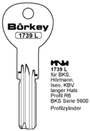 Toon details voor Borkey 1739L Cilindersleutel voor ISEO Afbeelding van Borkey 1739L Cilindersleutel voor ISEO