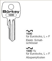 Toon details voor Borkey 1690½ Cilindersleutel voor L+F,EURO LOCK Afbeelding van Borkey 1690½ Cilindersleutel voor L+F,EURO LOCK