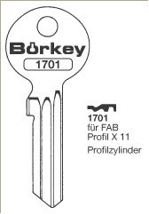 Toon details voor Borkey 1701 Cilindersleutel voor FAB PROF. Afbeelding van Borkey 1701 Cilindersleutel voor FAB PROF.