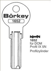 Toon details voor Borkey 1652 Cilindersleutel voor DOM IX5N  NS Afbeelding van Borkey 1652 Cilindersleutel voor DOM IX5N  NS